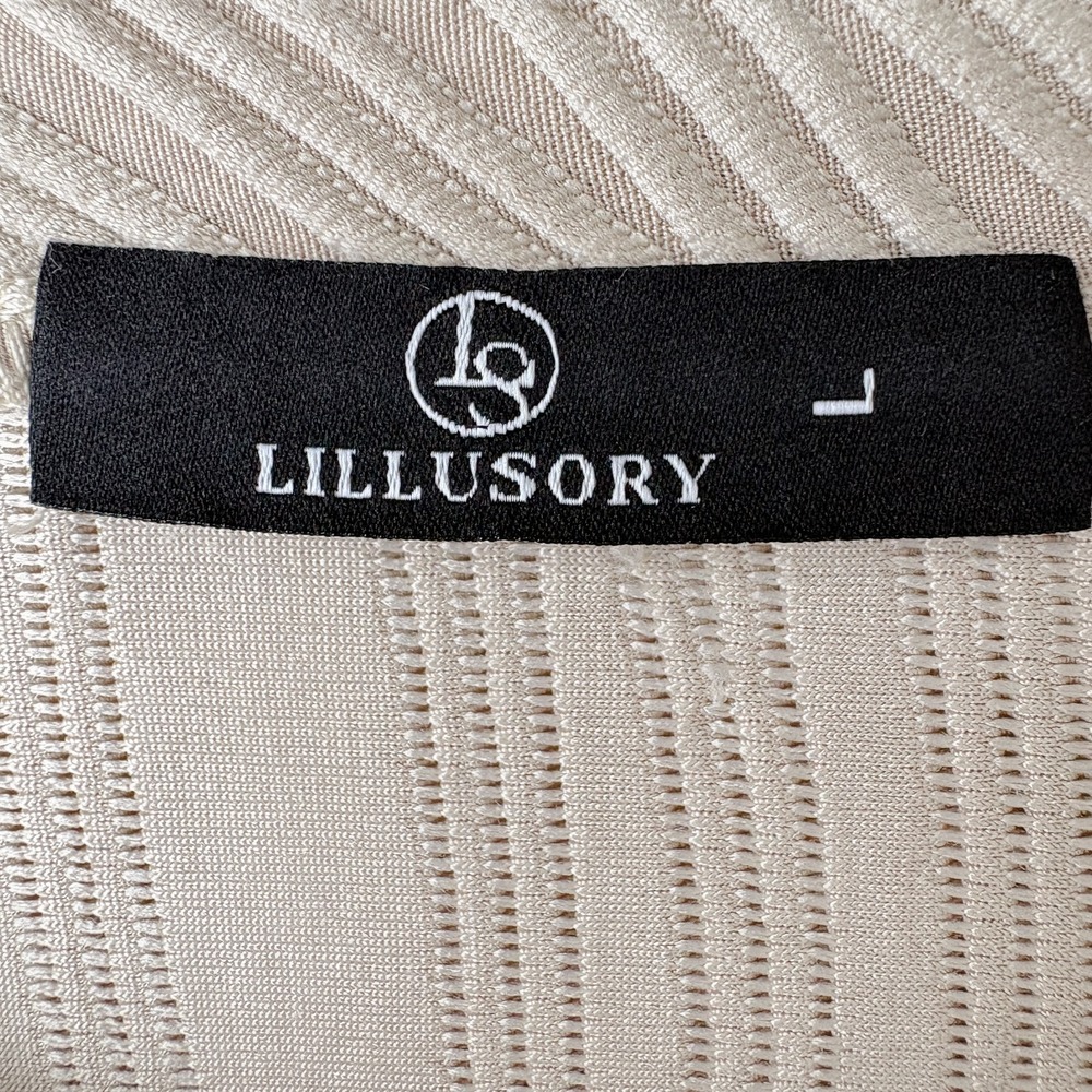 Lillusroy Top Womens Large Beige Cap Sleeve Minimalist Neutral Chic Capsule Soft - Picture 2 of 8